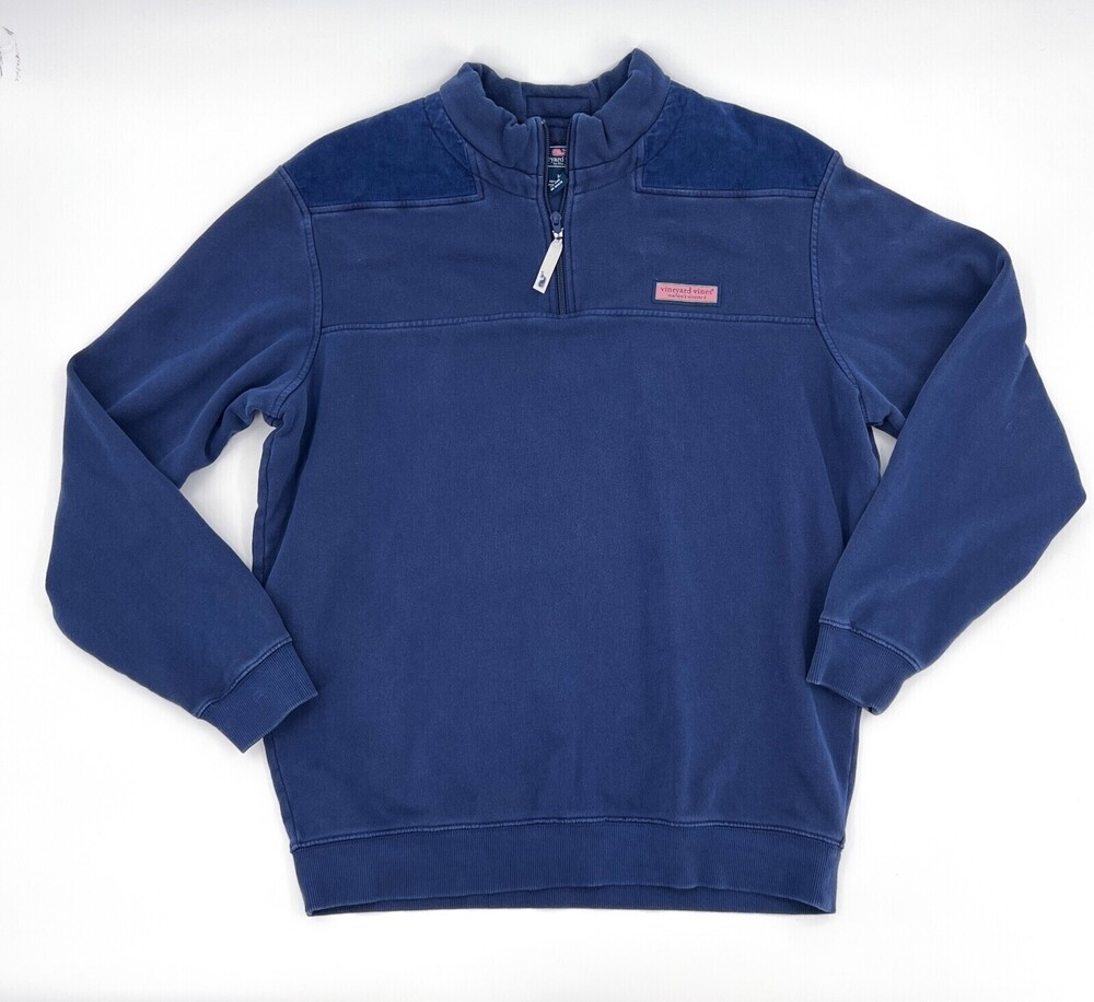 Vineyard Vines Sweater Mens Medium Blue 1/4 Zip Sweatshirt long Sleeve Pullover
